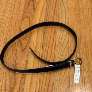 Madewell NWT Leather Black Belt with Gold Buckle